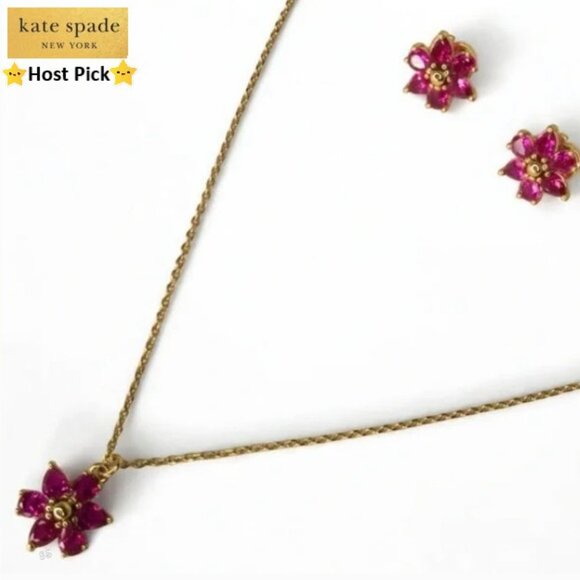kate spade Jewelry - Kate Spade First Bloom Pink CZ Floral Necklace & Earrings Set  NWOT + Dust Bag